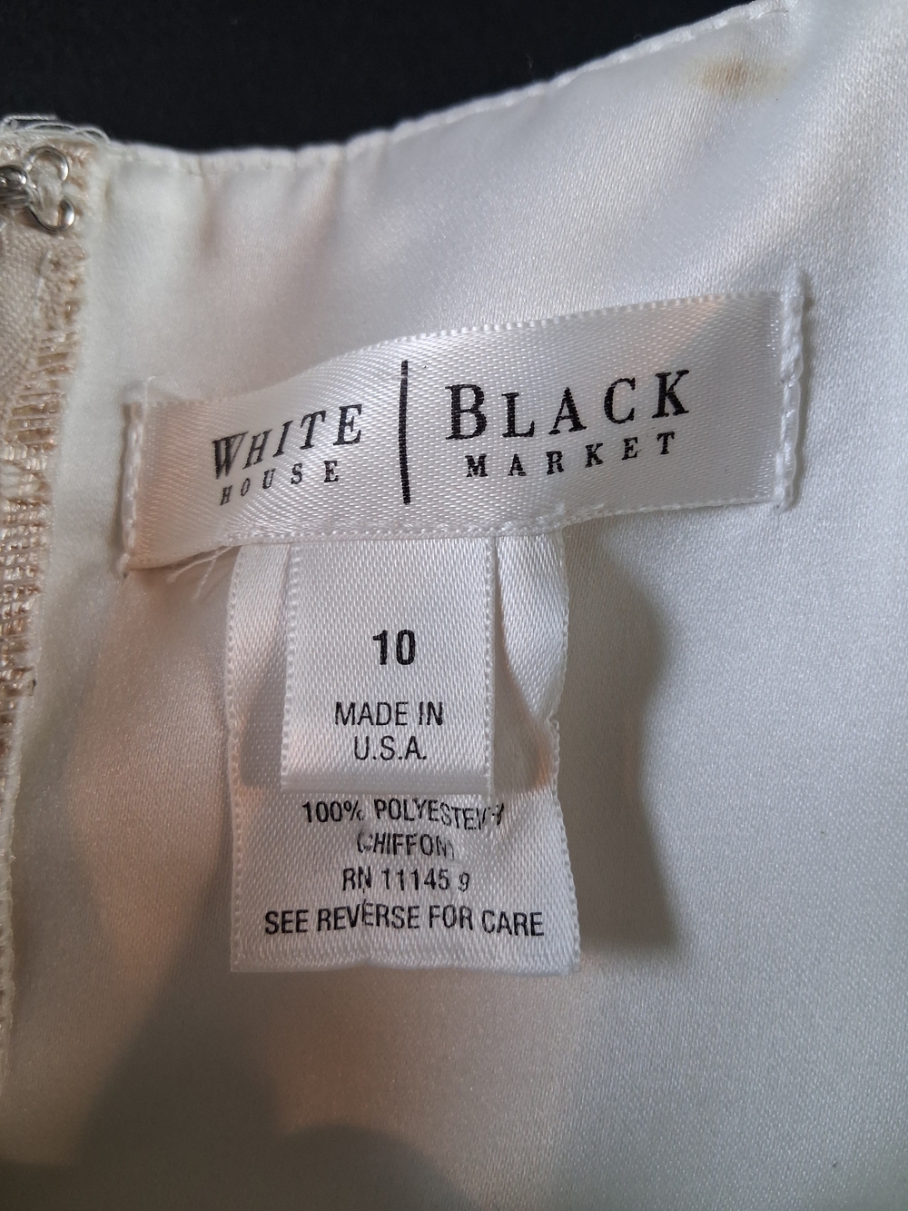 sku160 White House Black Market Strapless Floral Jacquard Dress in Champagne - Picture 3 of 3
